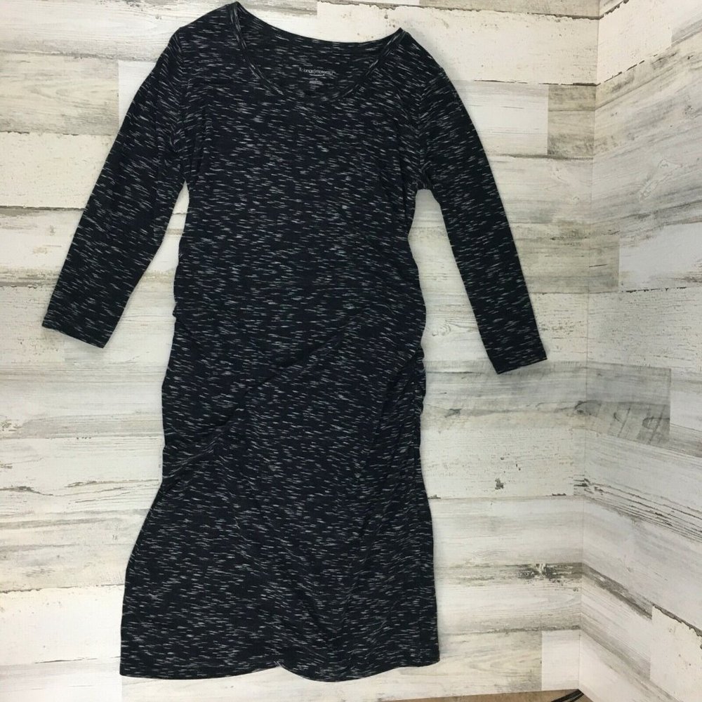 Liz Lange Target Maternity Dress Stretch Fitted Ruched Dress Black Sz S
